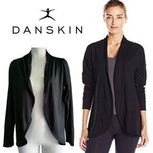 Danskin Black Workout Cardigan Wrap Shawl Collar Black Style 4714 Size M